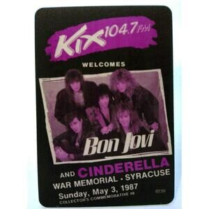 Bon Jovi Cinderella Backstage Concert Pass Original 1987 Hard Rock Music Kix FM